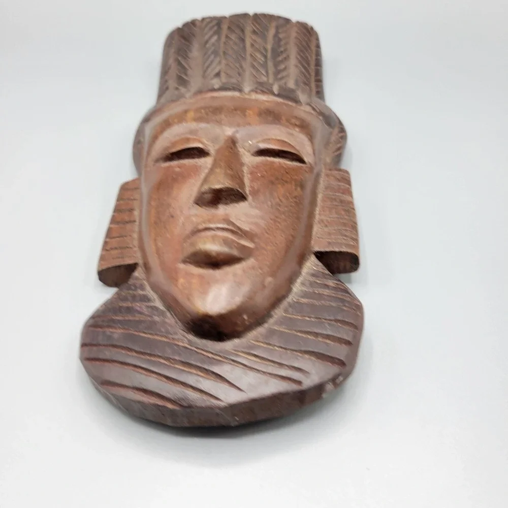 Vintage African Mask Hand Carving Wood Tribal Wall Hanging Home Decor 10.5